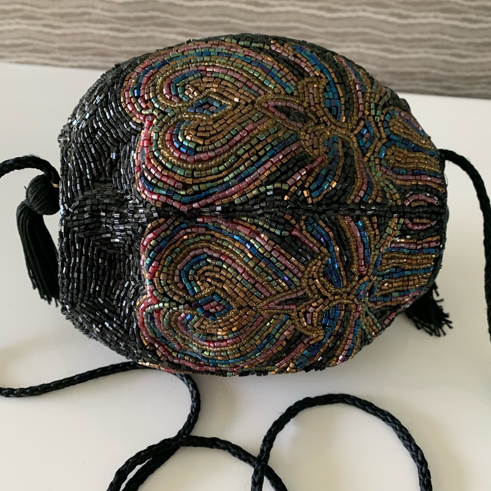 💜🖤⬇️⬇️ Vintage Beaded Evening Bag
